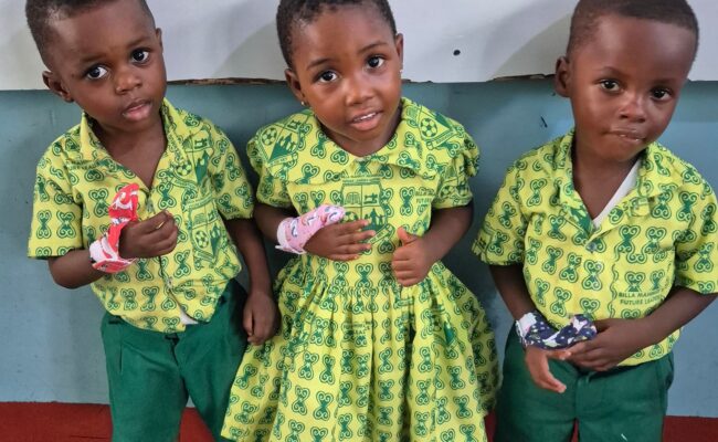 Children in Ghana wearing Thumbsies