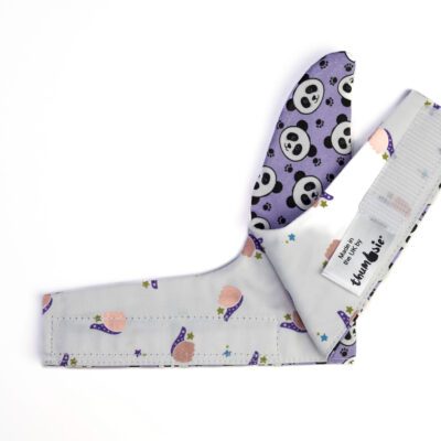 Thumbguard for toddlers in Lilac Panda fabric